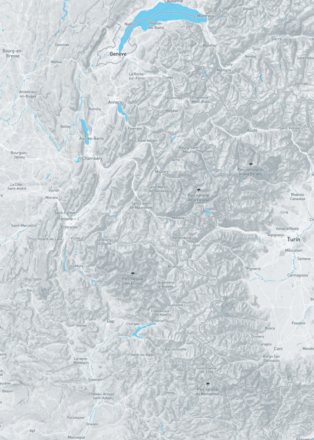 Carte des Alpes françaises